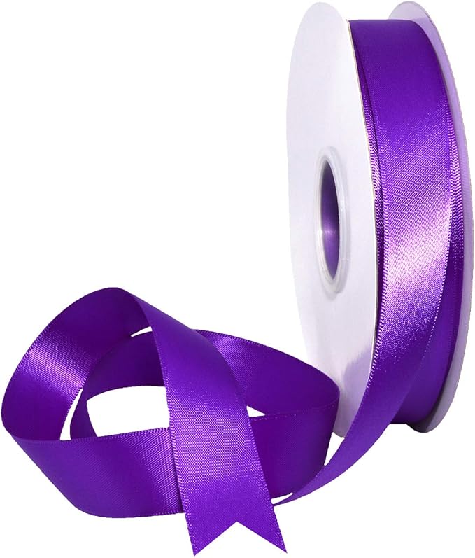 Morex Ribbon Double Face Satin Ribbon 7/8" X 50 YD Purple Ribbon for Gift Wrapping, Birthday Gift Cards, Satin Dress for Women, Silk Ribbons for Crafts, Wedding Gifts for Couple