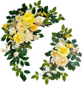 Pack of 2 Wedding Arch, Artificial Flowers, Wedding Decor，Flower Garland Be Suited to Banquet, Party, Reception Entrance Welcome Sign and Background Decoration (Yellow)