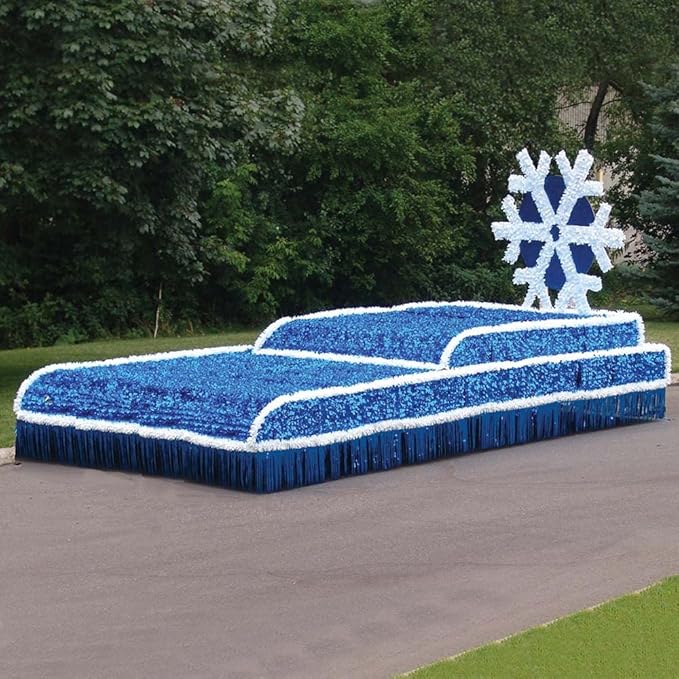 Anderson's Blue Metallic Floral Sheeting, 15 Ft. Parade Float Decoration for Trailers, Parties, Weddings, Proms, Photo Backdrops & Events – Shiny Fringe Garland for Indoor/Outdoor Use