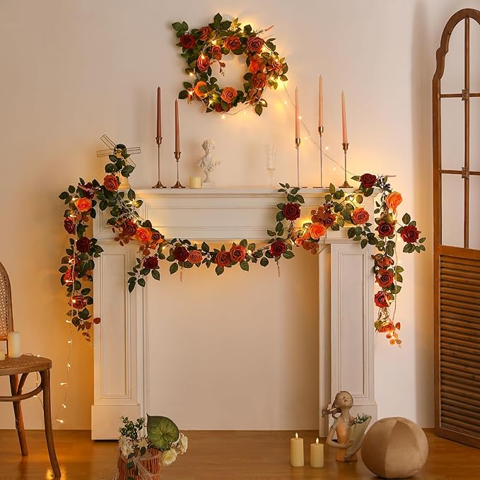 5FT Artificial Rose Flower Burgundy Fake Floral Garland for Wedding Ceremony Backdrop Arch Flowers Table Centerpieces Decorations