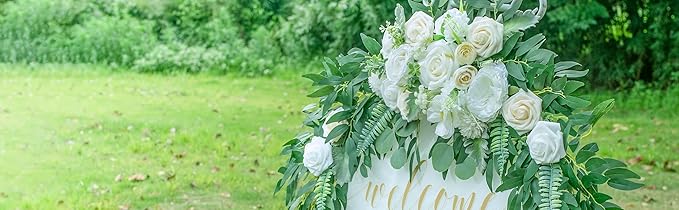 Wedding Arch Flowers, Artificial Flowers for Decoration, Large Flower Swag for Boho Styles Wedding Ceremony Floral Decor - Pack of 2