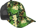Tropical Pink Flowers Hats Women Men Hawaii Trucker Hat Adjustable Snapback Mesh Baseball Cap Hat
