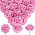 Pink Artificial Roses 50PCS Pink Roses 2.95" Foam Flowers Bulk Real Looking Pink Fake Foam Roses for Bridal/Baby Shower Decorations Wedding Centerpieces for Table