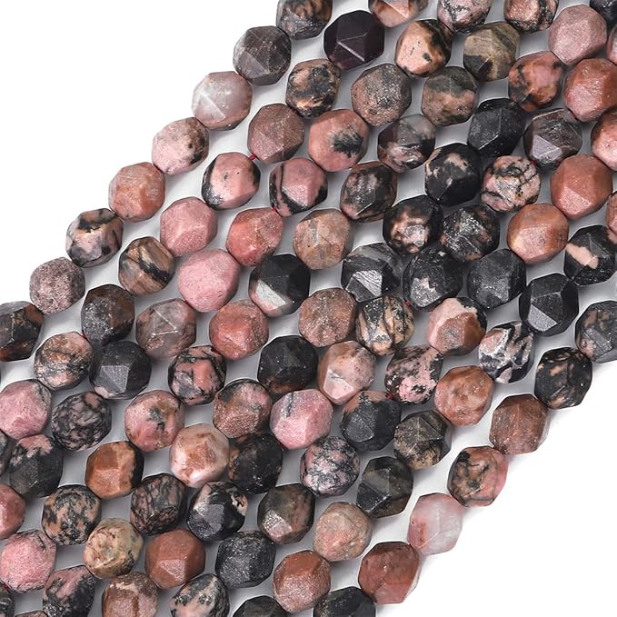 Faceted Natural Rhodochrosite Stone Round Beads 8mm 36cm/Strand for Jewelry Making