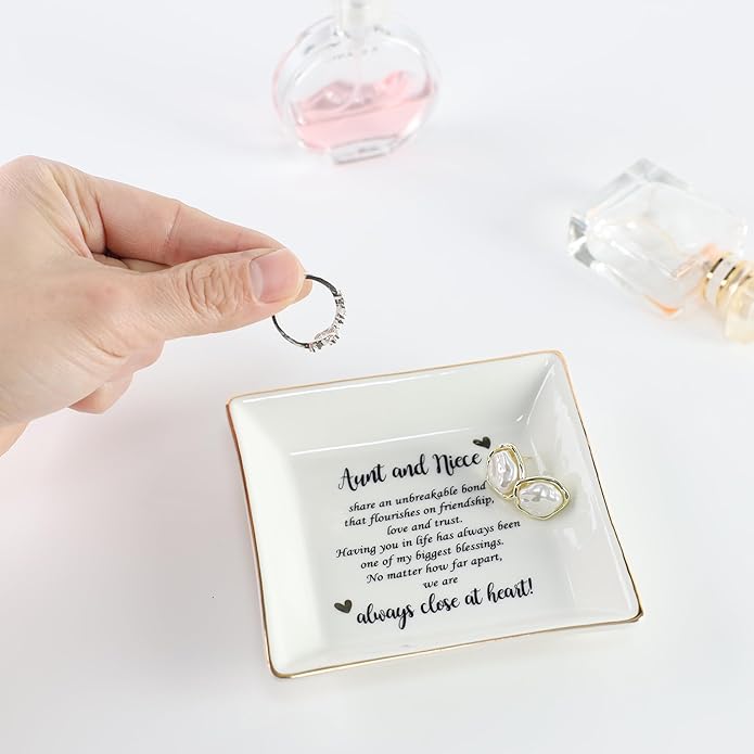 HOME SMILE Ceramic Ring Dish Jewelry Tray for Mom Sister Friends