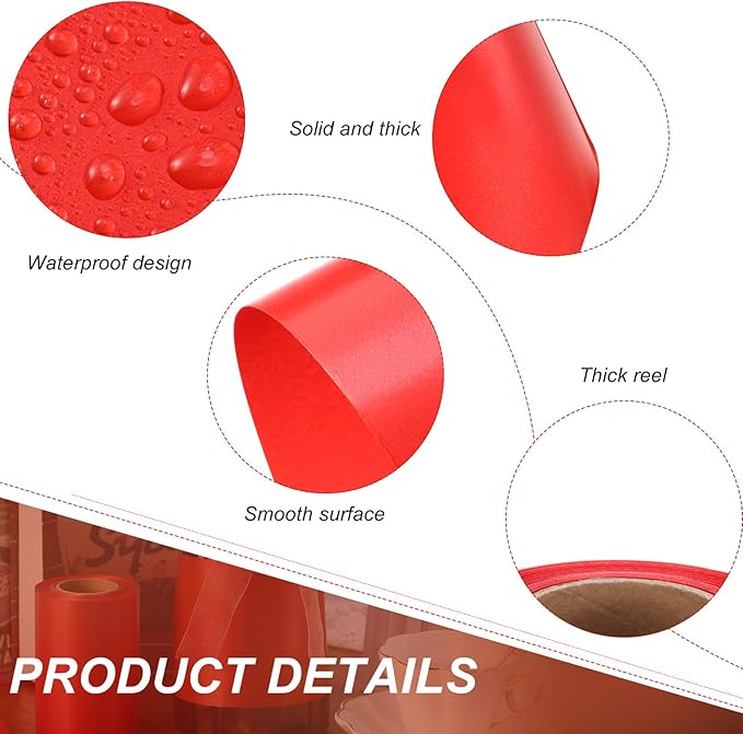 Syhood Outdoor Leaf Ribbon Floral Satin Ribbon for Crafts Aspidistra Waterproof Holiday Outdoor Decoration(8 Inch X 108 Yards,Red)