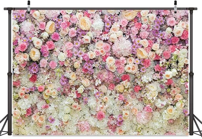 Pink Flower Wall Backdrop - Spring Mothers Day & Girls Birthday Party - 12X8FT