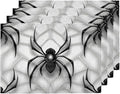 Black Spiders Placemats Set of 6, Washable Linen Place Mats, Spiders Web Table Mats for Kitchen Dining Table Decor Heat Resistant Tablemats 12x18