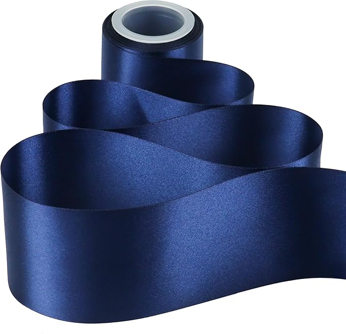 MEEDEE Navy Satin Ribbon Lux Double Faced Satin Ribbon 3 Inch Navy Blue Ribbons by 10 Yards Navy Blue Ribbons for Christmas Tree, Flower Bouquet, Weddings, Bow Making, Holiday Decorating