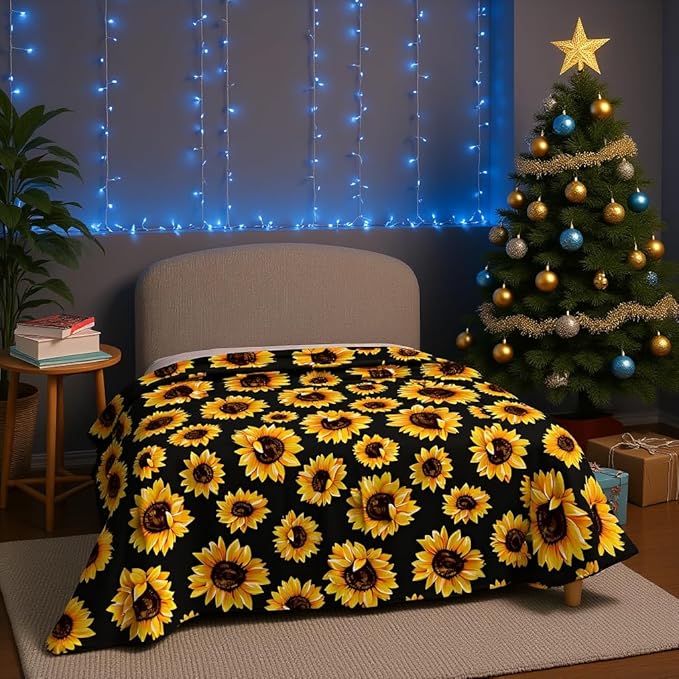 Jekeno Sunflower Gifts Blanket for Women Girls, Sunflowers Decor Gifts for Sunflower Lovers Adult Kids, Cute Throw Decoration for Home Living Room Bed Couch