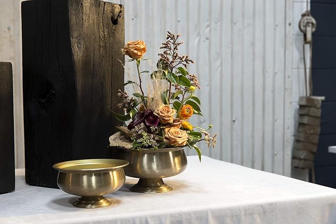 Fiona Metal Gold Compote for Plant and Flowers| Modern Bowl Decor for Home or Office l Indoor and Outdoor Vase for Any Event Decorations (9.75"x 5.75") (72201)