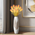 Modern Large Floor Vase White Home Decor Flower Vases 24.8 Inch Tall Resin Vase Tree Leaf Texture Decor Vases for Entryway Living Room Mantel