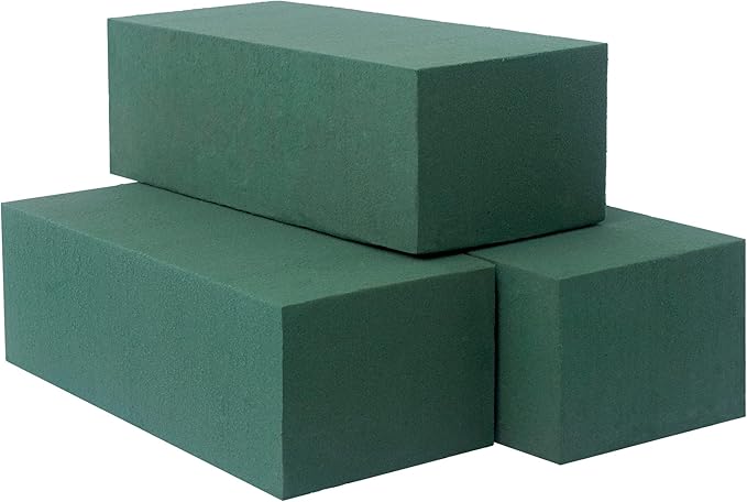 Large Pack of 3 Dry and Wet Floral Foam Blocks for Fresh and Artificial Flowers, Each (7.8” L x 3.5” W x 2.4” H), for Wedding, Birthdays, Home, Office, and Garden Decorations