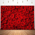 Red Rose Backdrop Flowers Rose Wall Photo Background Valentine's Day Backdrop Wedding Bridal Shower Photo Booth Mother's Day Birthday Party Dessert Table Banner Lovers Portraits Props 10x7ft