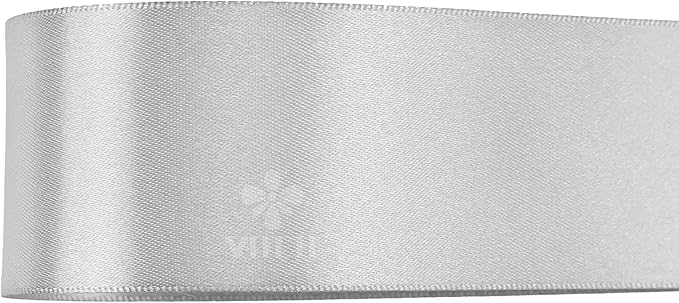 MEEDEE Silver Satin Ribbon 1-1/2 Inch Silver Ribbon Lux Double Faced Satin Ribbons by 50 Yards Polyester Satin Ribbons for Crafts, DIY Crafts, Weddings, Flower Bouquet, Holiday Decorating