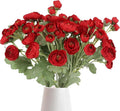Silk Ranunculus Artificial Flowers 5PCS Long Stem Red Fake Peonies 21.65" Real Look Faux Ranunculus Flowers for Floral Arrangements Home Wedding Party Festival Decor (Red)