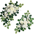 Pack of 2 Wedding Arch, Artificial Flowers, Wedding Decor，Flower Garland Be Suited to Banquet, Party, Reception Entrance Welcome Sign and Background Decoration (White)