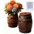 Wood Wine Barrel Vase 6" x 5" – Mini Barrel Rustic Wooden Flower Vase Planter for Wedding Reception, Party Table Decoration,Home Indoor Outdoor Garden, Kitchen,Planting-2pcs (2)