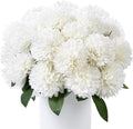 SITUMEIZI 12 Pcs White Artificial Chrysanthemums Flowers Ball Flower Fake Mums Silk for Wedding Home Kitchen Decoration Floral Arrangement