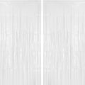 2 Pack 3.2 ft x 8.2 ft White Tinsel Curtain Party Backdrop Decorations, Metallic Foil Fringe Curtain for Wedding Parties Door Streamers Christmas Birthday Bachelorette Photo Booth Party Decor