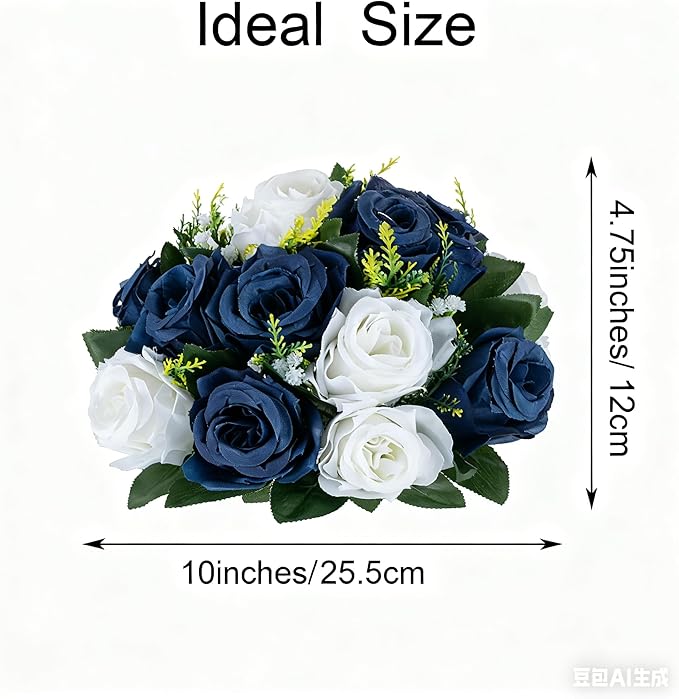 Flower Centerpieces for Wedding Tables: Wedding Table Decorations Navy Blue & White Flower Balls Centerpieces for Engagement Cerebration Party Center Pieces 6 Packs