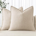 MIULEE Decorative Linen Euro Sham Pillow Covers 26x26 Natural Beige Boho FarmhouseNeutral Christmas Couch Throw Pillows for Bed Pack of 2 Accent Modern Pillowcase Sofa Livingroom Home Decor