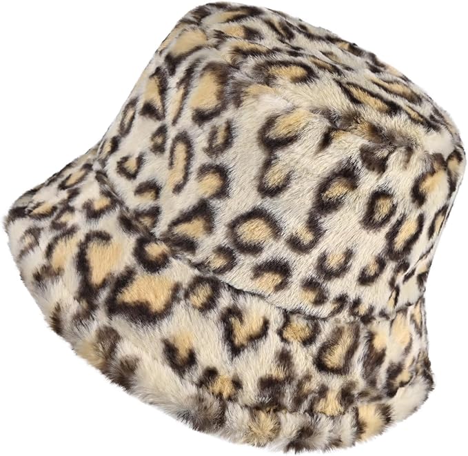 Winter Soft Faux Fur Plush Bucket Hat, Lovely Fisherman Cap, Fashion Outdoor Thick Warm Sun Cap for Women