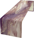 Pink Marble Table Runner Purple Maroon Gold Veins Unique Ombre Abstract Modern Luxury Ink Texture Seasonal Dinner Runner Table Decoration for Home Kitchen Dining Holiday Party 13x60in
