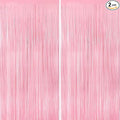 Keyali 2 Pack 3.3 * 8.3 ft Foil Curtain Metallic Tinsel Fringe Curtains Photo Booth Props Backdrop for Birthday Wedding Engagement Baby Shower Christmas Holiday Celebration Party，Pastel Pink