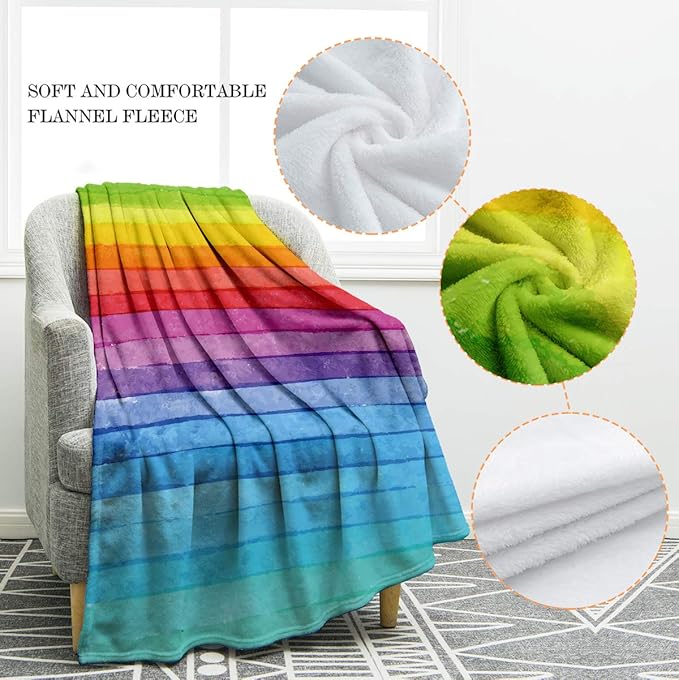 Jekeno Rainbow Gifts Blanket for Women Men, Tie Dye Colorful Throw Blankets Pride Gifts for LGBT Girls Boys Teens, Lesbian Gay Queer Decor for Home Bed Couch