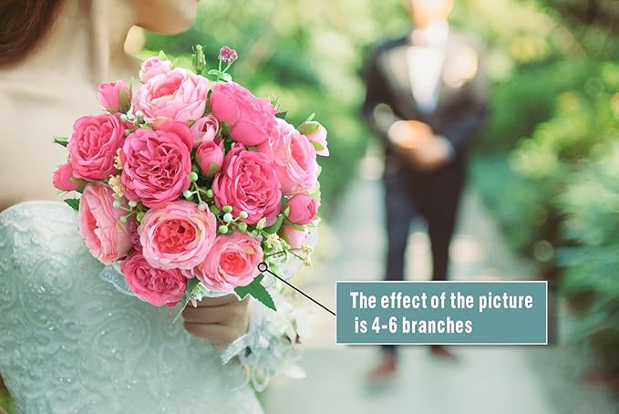 2 Packs Peonies Artificial Flowers, Silk Rose Pink Artificial Peonies Flowers Fake Peonies Faux Peonies Bouquet for Centerpiece Table Wedding Party Home Decor (2, Rose Red & Pink)