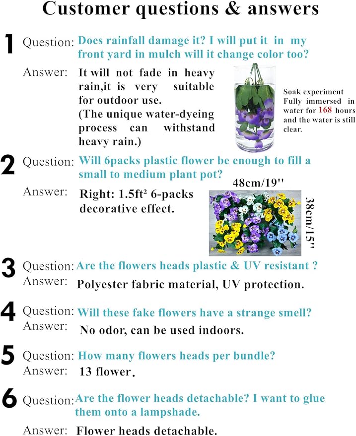 QIANYUN 8 Bundles Fake Flowers Pansy Small Wild Flower Daisy Faux Plastic Purple Flowers for Home Wedding Kitchen Garden Table Centerpieces Indoor Outdoor Decor (Yellow)