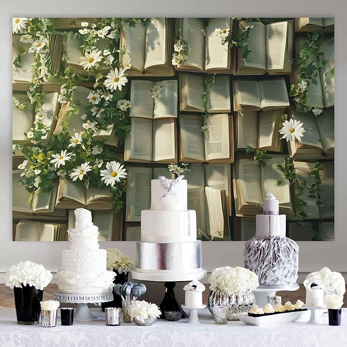 7x5ft Book Photography Backdrop Green Leaves Backdrop Book Butterfly Background for Kids Adults Birthday Lovers Party Decorations Supplies KUBYW008