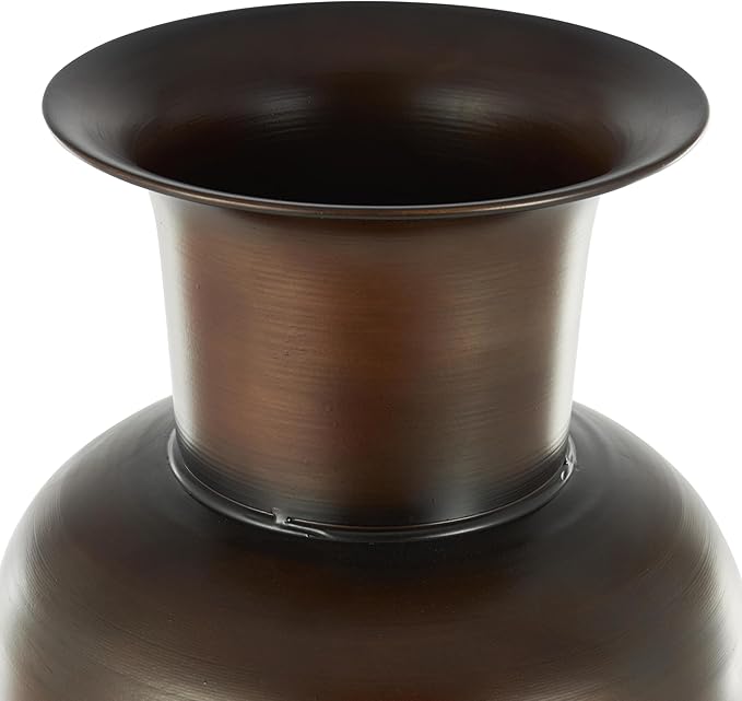Deco 79 Metal Decorative Vase Tall Spotted Tapered Floor Centerpiece Vases with Brown Trumpet Tops, Set of 3 Flower Vases for Home Decoration 18", 39", 28" H, White
