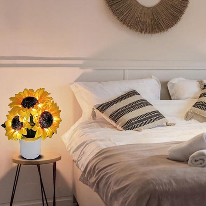 Led Sunflower Lamp Gift for Women,Flower Lamp Table Flower Desk Lamp Night Light for Bedroom Living Room Decor,Mothers Day Birthday Gifts for Her Mom Wife Girlfriend Teacher Grandma (Yellow)