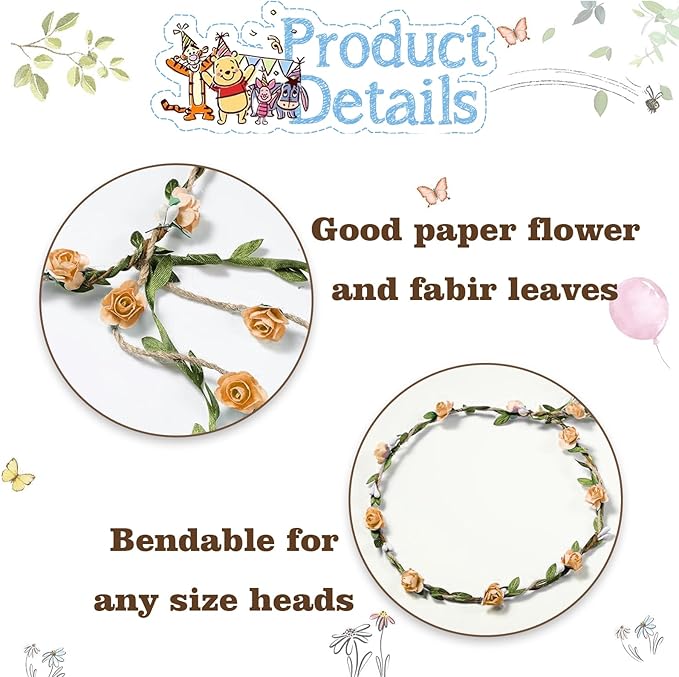 Winnie Baby Shower Sash Mom to Be Sash and Dad to Be Pin Flower Crown for Gender Reveals Party Baby Shower Party Favors Decorations for Boys and Girls Pregnancy Props Gift, Standard, Brown