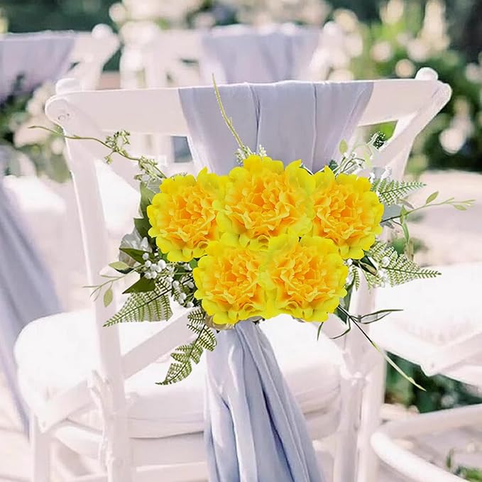 20pcs 5" Artificial Flower Peonies, Silk Peonies with 6" Stems, Flowers Suitable for Wedding Bouquets, Home Party Decoration (Yellow)