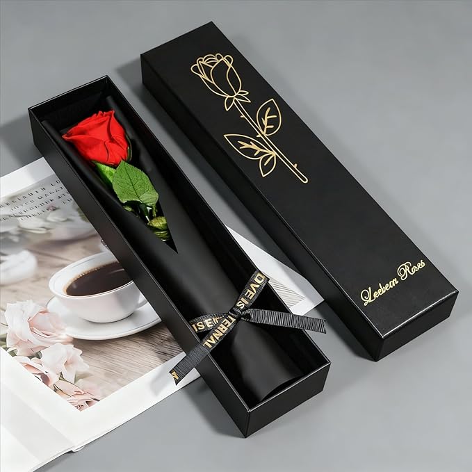 Red Single Forever Roses in a Box,Preserved Flowers for Delivery,Preserved Rose Gifts for Women, Real Roses Gift for Her, Mom Birthday Gifts, Mothers Day Flowers,Valentines Flowers