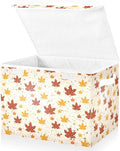 Thanksgiving Baskets Collapsible Storage Bins with Lids, Autumn Leaves Thanksgiving Storage Boxes Clothes Baskets for Organizing