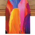Vibrant Abstract Art Table Runner – 13x72 Inch Colorful Brushstroke Design on Linen-Look Fabric, Modern Artistic Dining Table Decor for Home, Parties & Creative Spaces