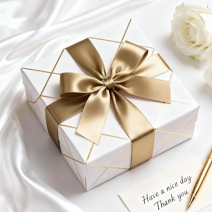 1-1/2" x 100 Yards Satin Ribbon - Wide Silk Champagne Gold Ribbon with Spool - Ideal for Gift Wrapping, Floral Bouquets, Crafts, Wedding Party Decorations, Christmas and Sewing Projects
