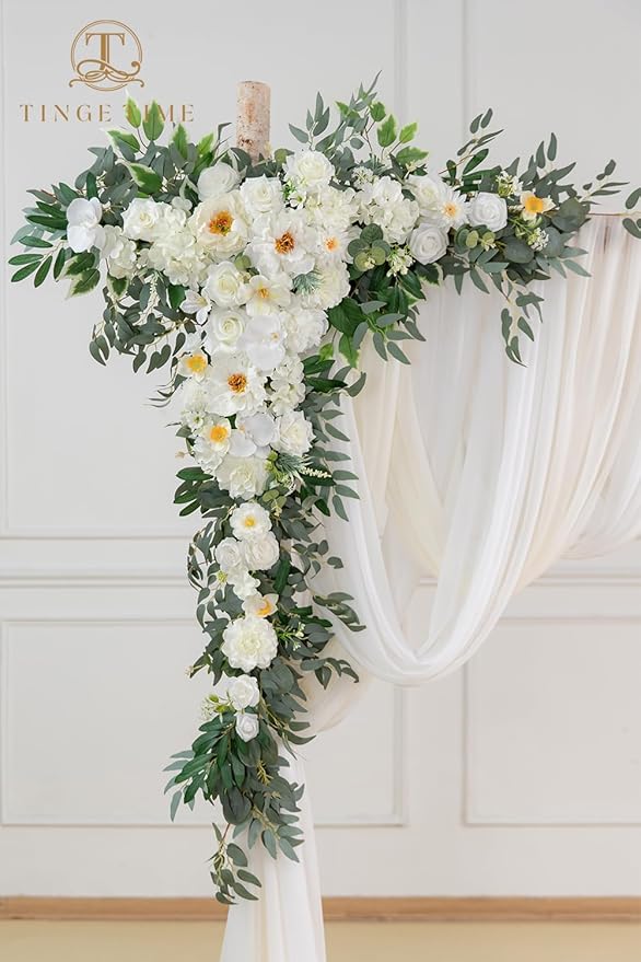 TINGE TIME Artificial Arch Flowers Kit Pack of 5, Wedding Decorations for Reception with Hanging Flowers, Wedding Arch Silk Floral Arrangements Ceremony Backdrop Bridal Shower Outdoor Party Decor