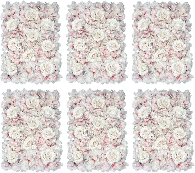 Flower Panels for Flower Wall (6 Pack) 24 Inch by 16 Inch Each | Flower Wall, Backdrop, Weddings, Event Decor, and Bridal & Baby Shower (Gradient White and Pink)