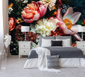 Dark Floral Wallpaper Peel and Stick Large Peony Flower Self Adhesive Wall Mural for Bedroom 137"x100"