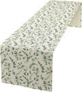Watercolor Leaf Table Runner, Green Botanical Leaves Nature Decor Table Runner for Kitchen Dining Party Picnic Decoration, 13x36 Inch