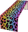 Rainbow Leopard Skin Print Table Runner, Wildlife Colorful Neon Cheetah Dots Dinner Runner Table Decoration for Farmhouse Home Kitchen Dining Table Party Holiday Decor 13x120in