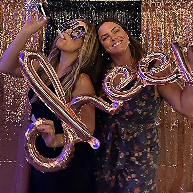 Rose Gold Sequin Backdrop Curtains Glitter Drapes 2FTx8FT 4 Panels for Wedding Birthday Party Decorations Bridal Baby Shower Party Supplies Sparkly Photography Background