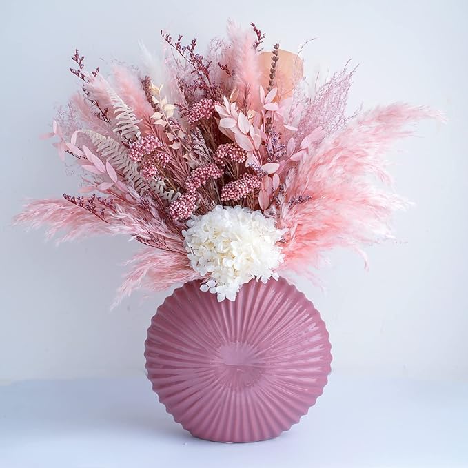 Natural Dried Pampas Grass Bouquet, Champagne Flower Arrangements, Boho Home Decor Bouquet, Fluffy Pompas Grass Decor, Fall Floral Arrangement for Home Wedding Table Centerpiece Decorations