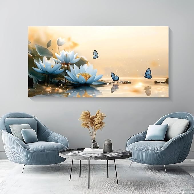 Iallbin Zen Stone Wall Art & Zen Wall Decor, sense of peace and natural beauty -for Yoga Meditation Room, Spa & Bathroom, Soft Hazy Dawn Art Deco Style, Ready to Hang, 58x29 Inches