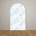 Something Blue Before I Do Arch Backdrop Cover Wedding Bridal Shower Bride to be Toile Party Arch Fabric Cover Blue Bloom Floral Baby Shower Decors (4X7.2ft,4135)